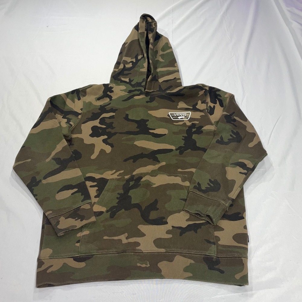 Vans Mens Camo Hoodie Large Woodland Camouflage Logo Pullover Sweatshirt